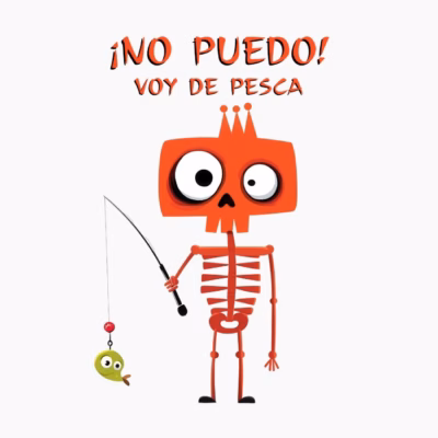 Esqueleto Pescador Divertido ¡No Puedo! Voy de Pesca Diseño Original