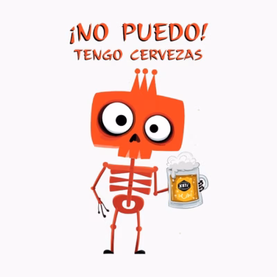 Esqueleto Divertido con Cerveza ¡No Puedo! Tengo Cervezas Humor Gráfico