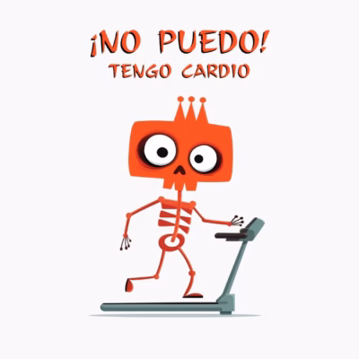 Esqueleto Divertido en Cinta de Correr ¡No Puedo! Tengo Cardio Humor Fitness