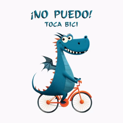 Dragón Ciclista Divertido ¡No Puedo! Toca Bici Humor Original
