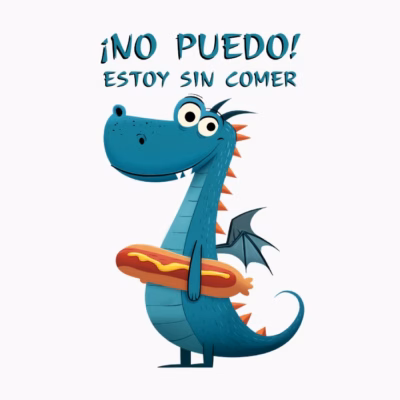 Dragón Hambriento Divertido ¡No Puedo! No He Comido Humor Original