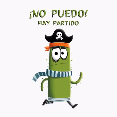 Cactus Pirata Divertido Corriendo para llegar al partido ¡No Puedo! Hay partido. Humor de Hincha de futbol