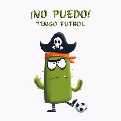 Cactus Pirata Divertido Jugando al Futbol ¡No Puedo! Tengo Fútbol. Humor futbolero.