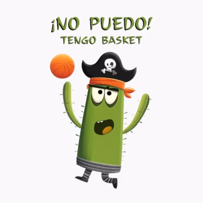 Cactus Pirata Divertido Jugando al Baloncesto ¡No Puedo! Tengo Basket. Humor de Baloncesto.