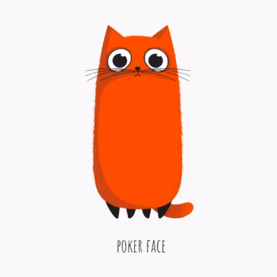 Gato Rojo Poker Face Divertido
