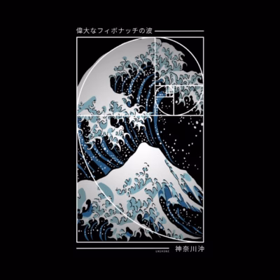 The Great Wave of Fibonacci Spiral – Modern Blue