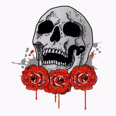 Goth Grunge Roses Skull