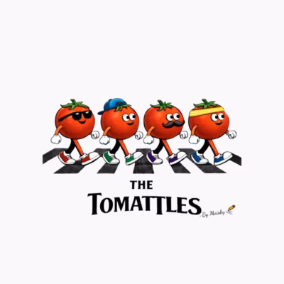 the Tomattles cruzando un paso de cebra