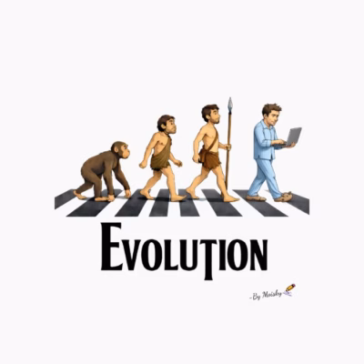 Evolución Moderna Cruzando la Calle Diseño Irónico  En Pijama