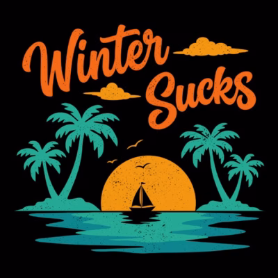 Winter sucks retro sunset