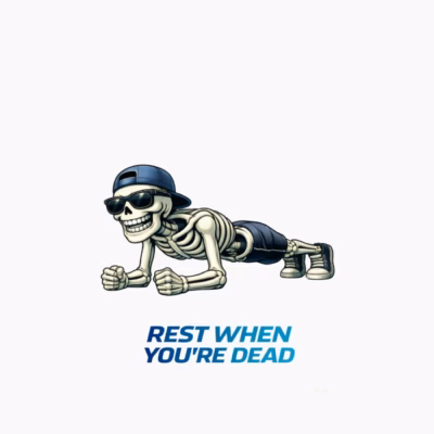 Esqueleto haciendo la plancha Humor fitness