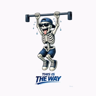 Esqueleto  haciendo dominadas  Humor de gimnasio