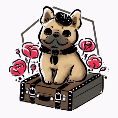 French Bulldog on Vintage Travel Suitcase