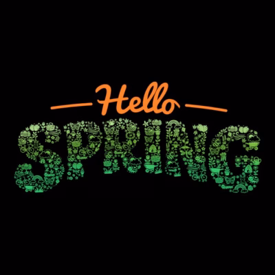 Hello spring nature doodle lettering