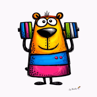 Oso fuerte levantando pesas