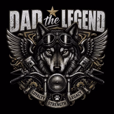 Dad the Legend - Wolf Biker