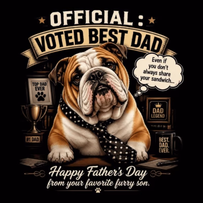 Official Voted Best Dad Vintage English Bulldog Dad Father's Day Gift