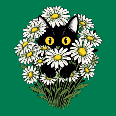 FLOWER BLAKCK CAT54