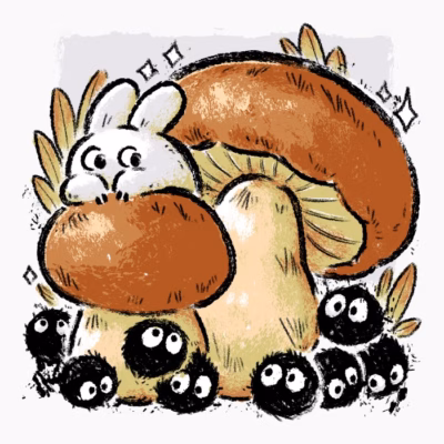 Soot Sprites with Autumn Mushrooms