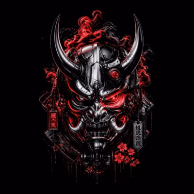 Dark Red Warrior Oni