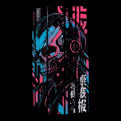Futuristic Cyberpunk Skull Design