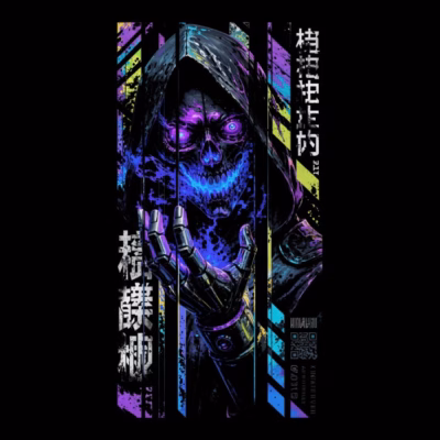 Mysterious Hooded Figure in Neon