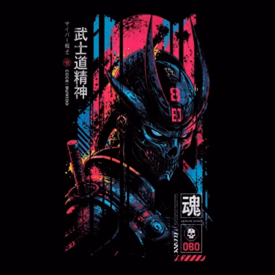 Cyberpunk Samurai in Neon Glow